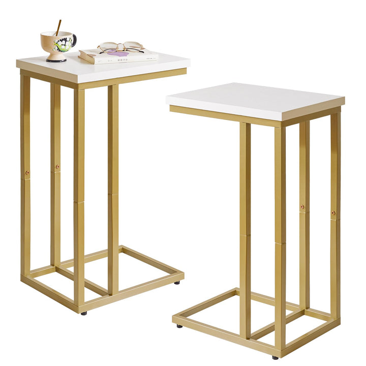 Aibiju 2er-Set Kleiner Beistelltisch für Laptop, Beistelltisch für Sofa, Couchtisch mit Metallrahmen