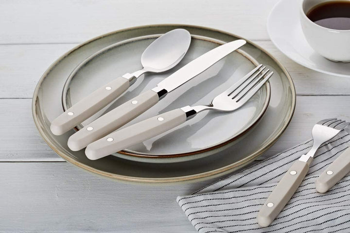 EXZACT Besteckset 24-teilig Edelstahl - mit Niet-Bastelgriffen/Besteck im Retro-Stil - 6 x Essgabeln