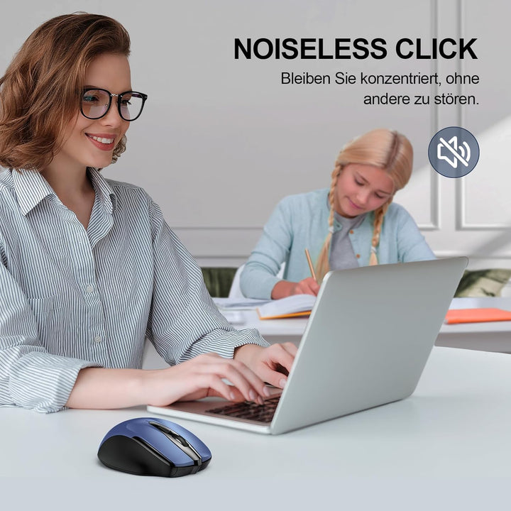 TECKNET Bluetooth Maus, 4800 DPI Kabellos Ergonomische Maus (Tri-Modi: BT 5.0/3.0+2.4G), 30 Monate B