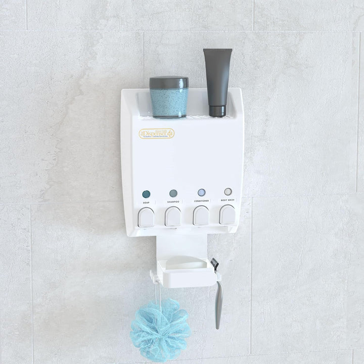 Better Living Products 75453 Ulti-Mate 4 White Dispenser mit Dusche Caddy Weiss, Weiss