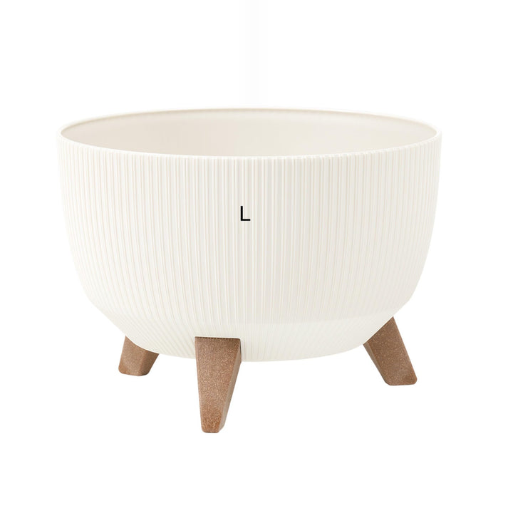 MELTOM Blumentopf Schale mit Füssen Einsatz Kräutertopf Übertopf Pflanzschale Eco Recycled (Creme, L
