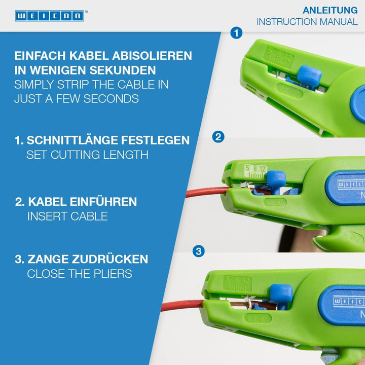 WEICON TOOLS Abisolierzange No. 5 Green Line | Nachhaltige Rohstoffe | Automatische Abisolierzange v