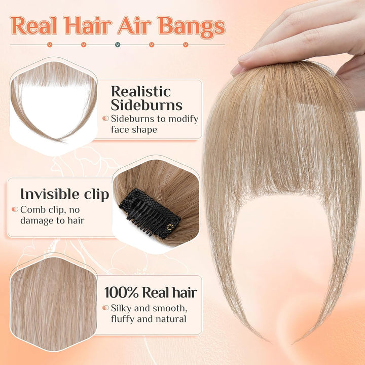 Benehair Clip in Pony Echthaar, Air Pony Echthaar, 3g Clip in Bangs Echt Haar Front Fringe, 100% Nat