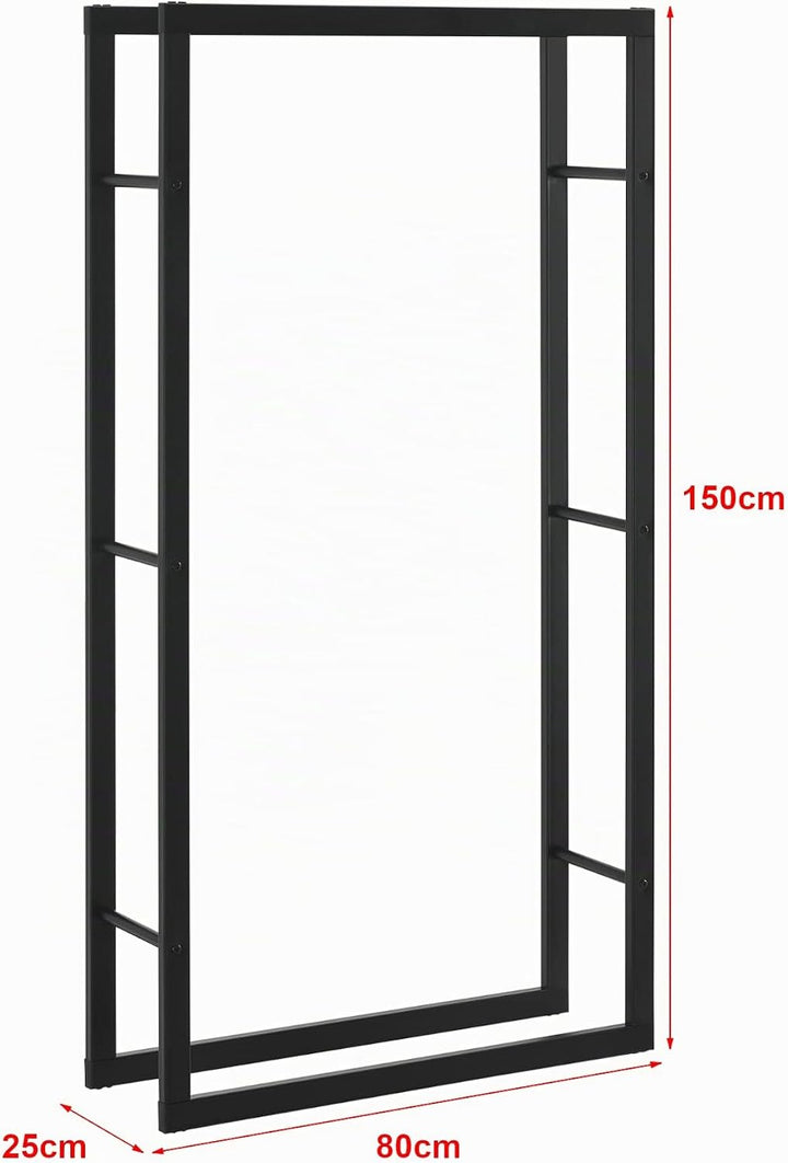 [en.casa] Kaminholzregal Täby Brennholzregal innen aussen Metall 80 x 25 x 150 cm Holzunterstand Sta