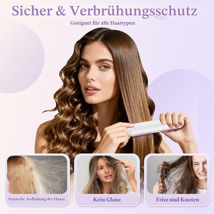 OSDUE Glättbürste, Ionen Haarglätterbürste, Verbrühungsschutz Glätteisen, Professioneller Haarglätte