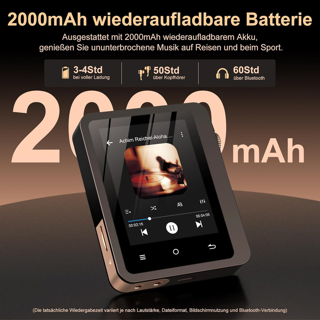 HiFi MP3-Player mit Bluetooth 5.3, verlustfreier DSD-High-Resolution-Digital-Audio-Musikplayer, trag