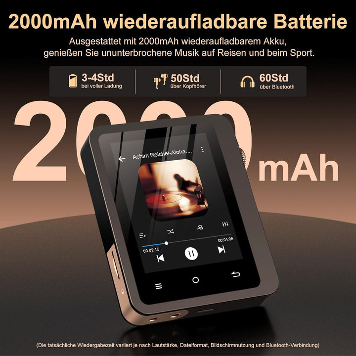 HiFi MP3-Player mit Bluetooth 5.3, verlustfreier DSD-High-Resolution-Digital-Audio-Musikplayer, trag