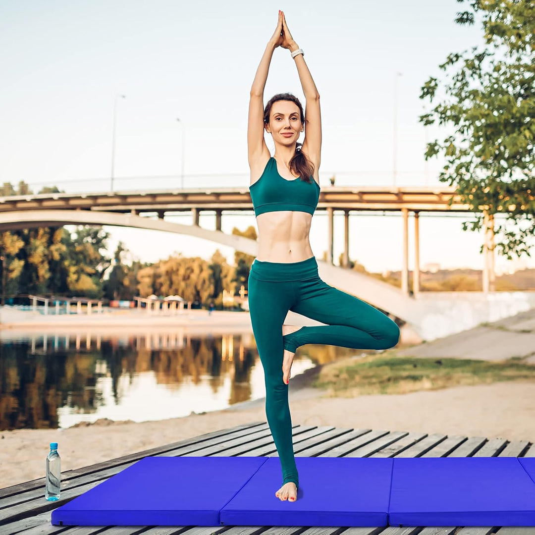 COSTWAY 240 x 120 x 5 cm Weichbodenmatte, Gymnastikmatte klappbar, Yogamatte mit Klettverschluss und