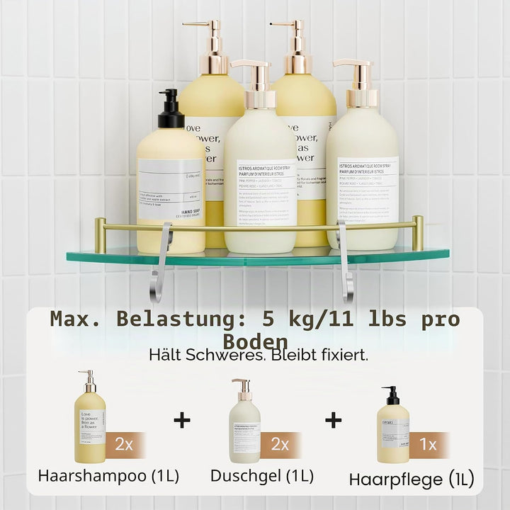 KES Duschablage Ecke Eckregal Duschregal Glasregal Duschablage Glas Hartglas Wandregal Badregal Dusc