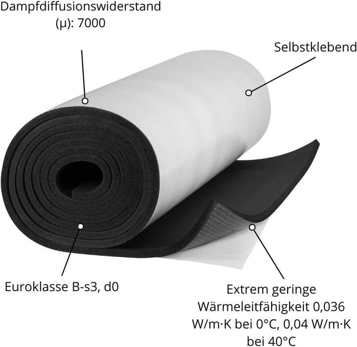 K-Flex ST 6-32mm selbstklebend Kautschuk Matte 25mm - 1m x 1m B-s3, d0 Dämmmatten Dämmung Isolierung