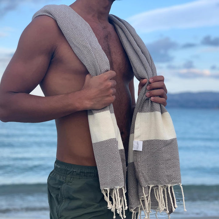 SOLTAKO Fouta Diamant Premium Hamamtuch 100x200 cm, Baumwolle, schnelltrocknend & saugfähig, Strandt