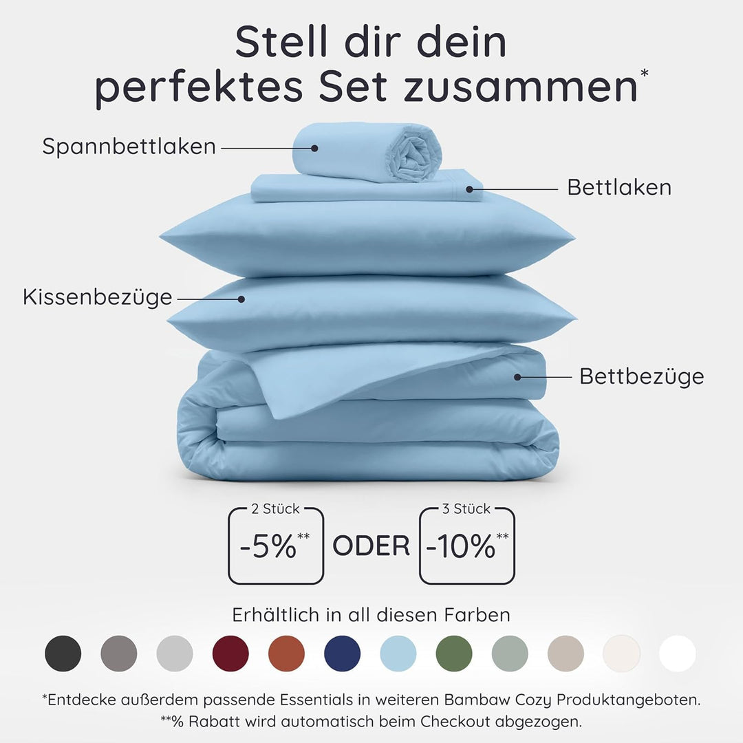 Bambaw Bambus Deckenbezug 155x220 cm, Anti Schwitz Bettwäsche für den Sommer, 100% Bambus Bettdecken