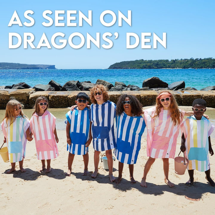 Dock &amp; Bay Poncho with Hood - for Kids - Super Absorbent, Quick Dry - Includes Bag - Cabana Light -