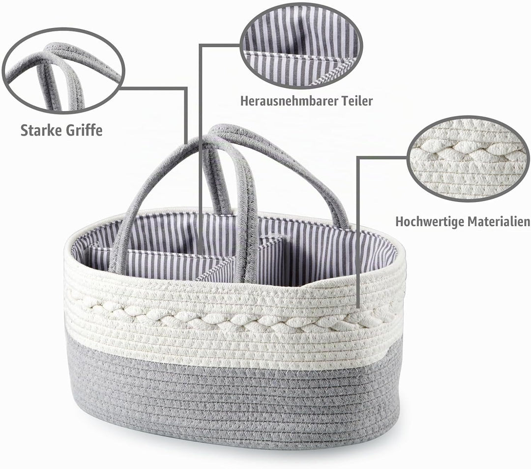 PandaEar Baby-Wickeltasche für Jungen und Mädchen, tragbarer Baby-Wickelkorb, Reise-Baumwollseil, Wi