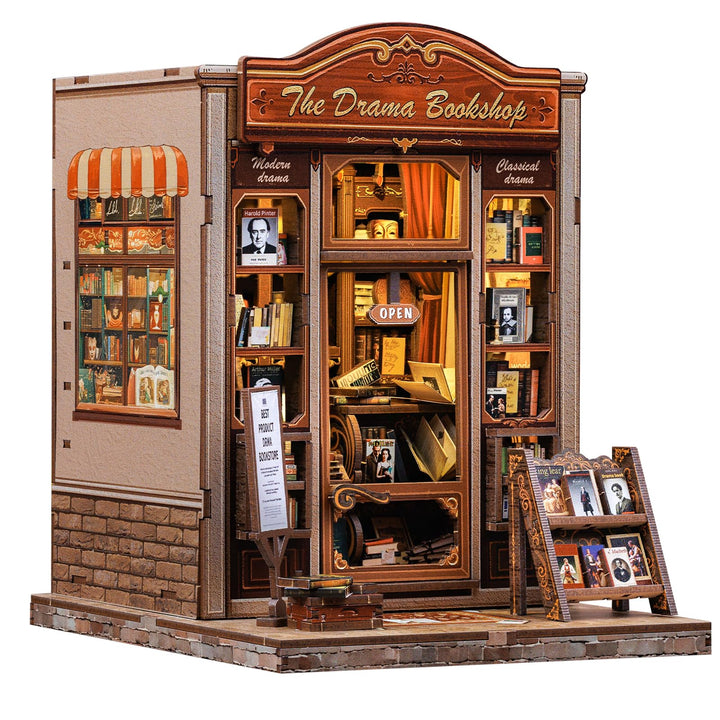 CUTEBEE Book Nook Kit – DIY Puppenhaus, Miniatur Haus Selber Bauen für Erwachsene mit LED Beleuchtun