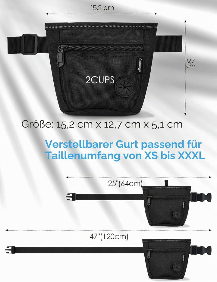 Gobeigo Hunde Leckerlibeutel und Training-Clicker, Zwei magnetische Verschlüsse gegen Verschütten, 2