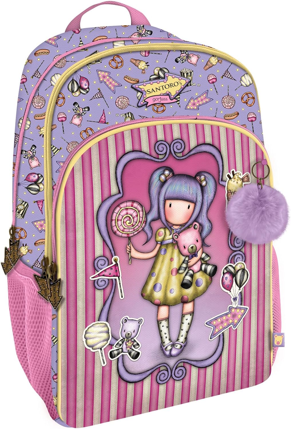 Santoro 1110GJ06 Gorjuss Fairground Rucksack mit 3 Reissverschlüssen, 29 x 45 x 17 cm, Rose