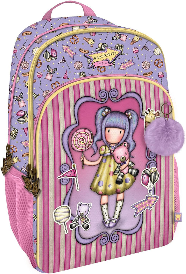 Santoro 1110GJ06 Gorjuss Fairground Rucksack mit 3 Reissverschlüssen, 29 x 45 x 17 cm, Rose