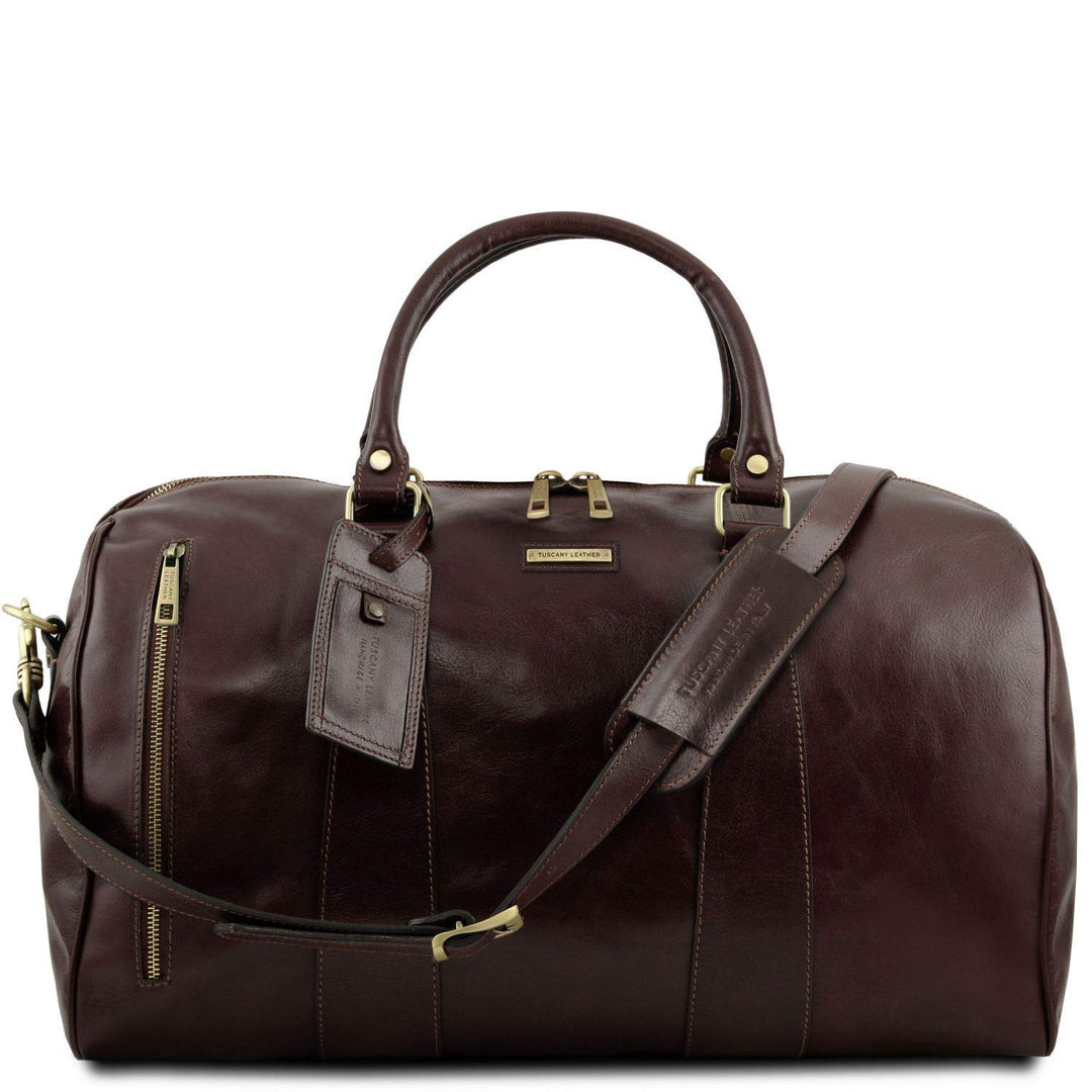 Tuscany Leather TL Voyager Weekender Reisetasche aus Leder - Gross Dunkelbraun, Dunkelbraun