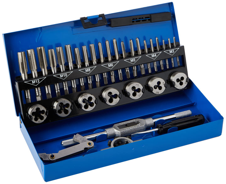 BlueSpot Tools 22301 Gewindeschneider-Set, metrisch, 32-teilig (M3-M12)