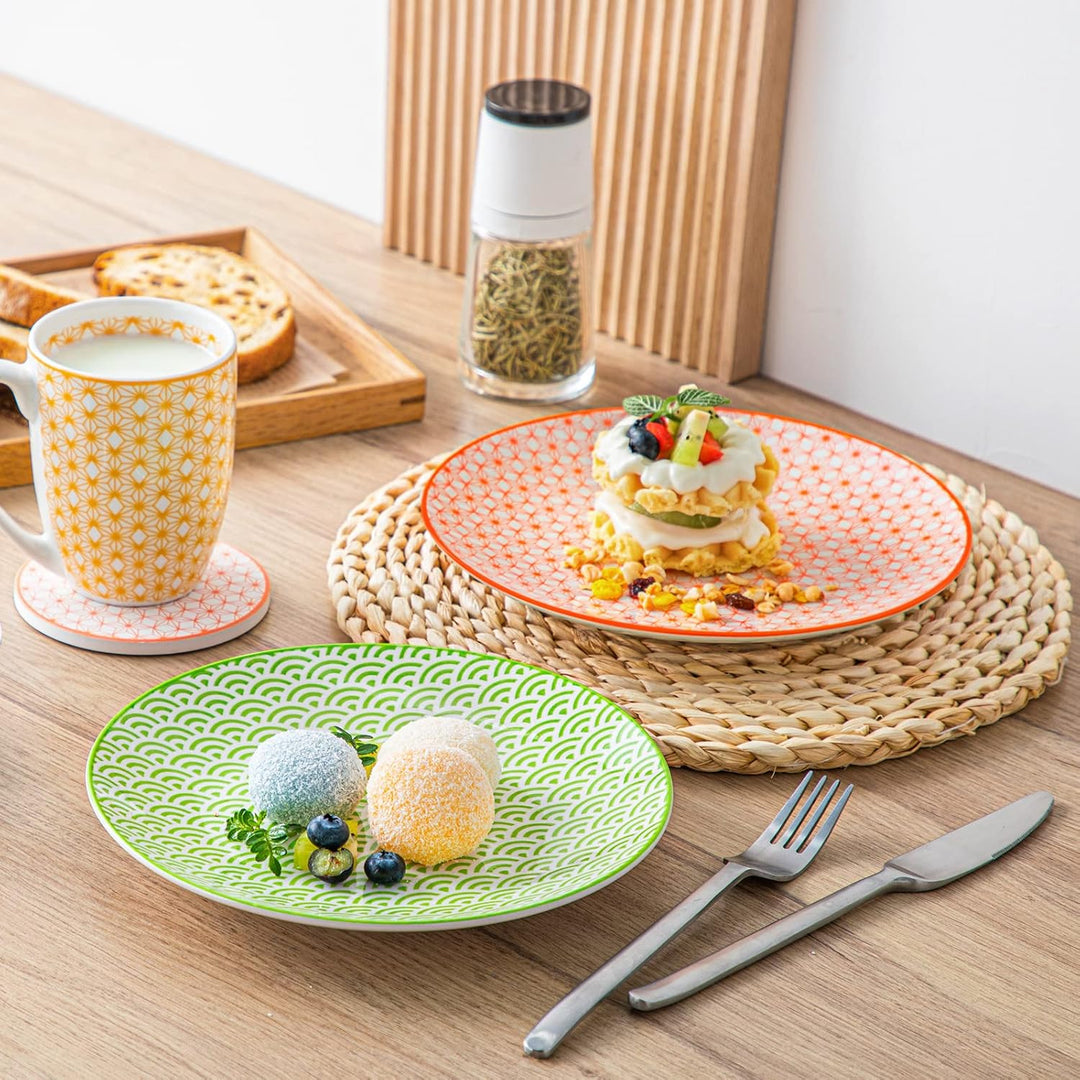 vancasso Natsuki Porzellan Dessertteller, 4 teilig Set Kuchenteller, Ø 21,5 cm Flachteller für Frühs