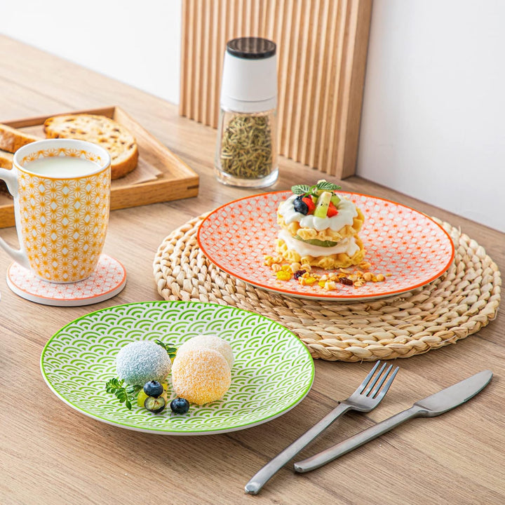 vancasso Natsuki Porzellan Dessertteller, 4 teilig Set Kuchenteller, Ø 21,5 cm Flachteller für Frühs