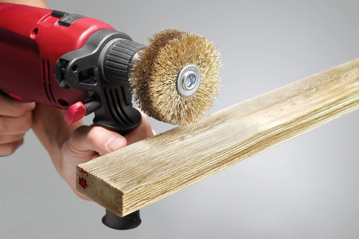 kwb Holzstruktur-Bürste, Messing-Beschichtet, fein, gewellt, HSS-Stahldraht, Ø 80 mm für Metall und
