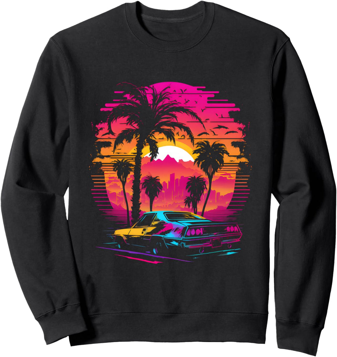 Sportwagen Retrowave Synthwave Ästhetik 80er 90er Jahre Sweatshirt