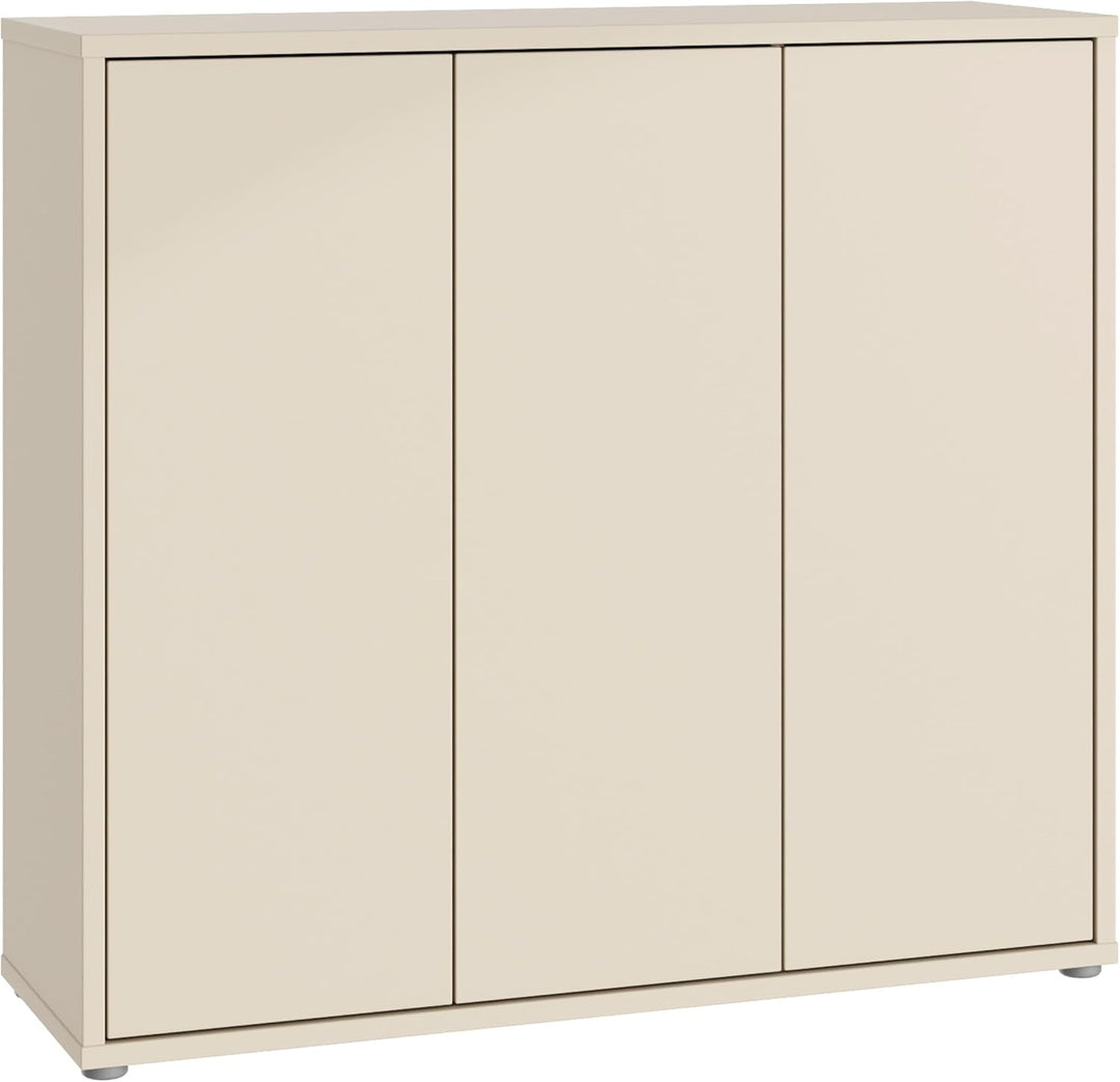 Forte Alice Springs Schuhschrank 100 110, Flurschrank mit 3 Türen und 8 Einlegeböden, Holzwerkstoff,