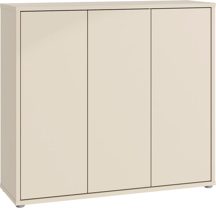 Forte Alice Springs Schuhschrank 100 110, Flurschrank mit 3 Türen und 8 Einlegeböden, Holzwerkstoff,