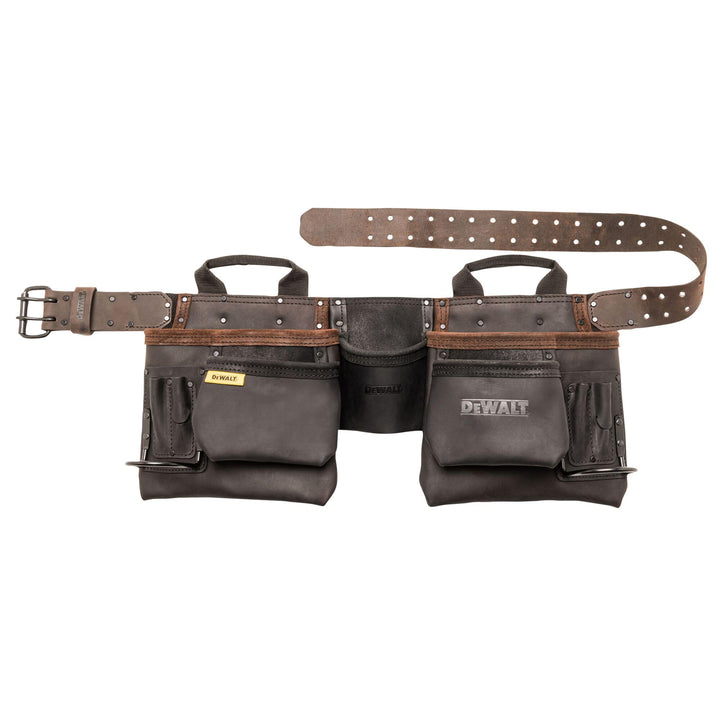 DEWALT Leder Werkzeuggürtel, langlebig, 11 Tasche Professionelle Gürtel (DWST550112) Werkzeugschürze