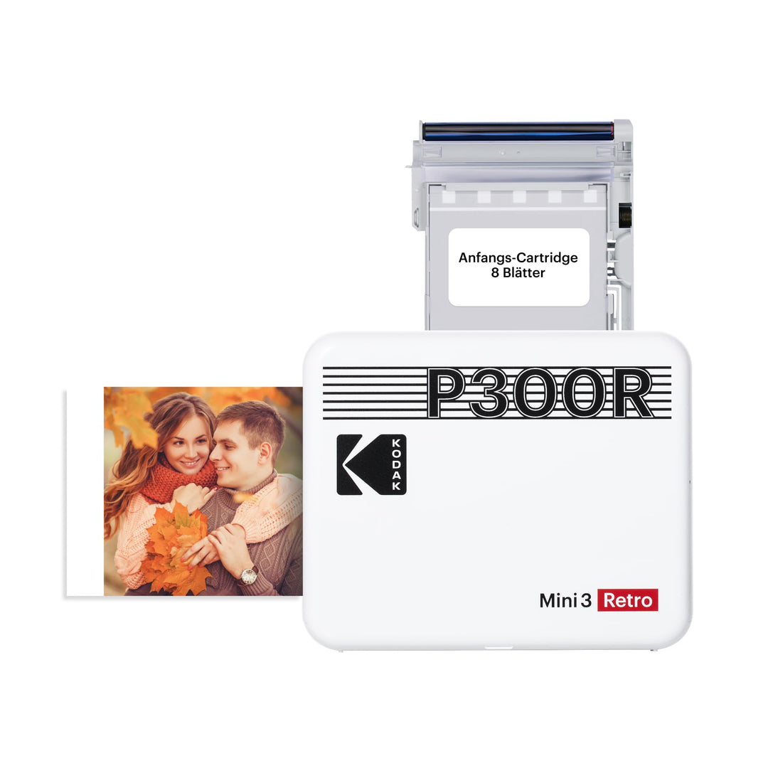 KODAK Mini 3 Retro 4PASS Mobiler Fotodrucker (7,6x7,6cm) - Weiss s Weiss, s Weiss