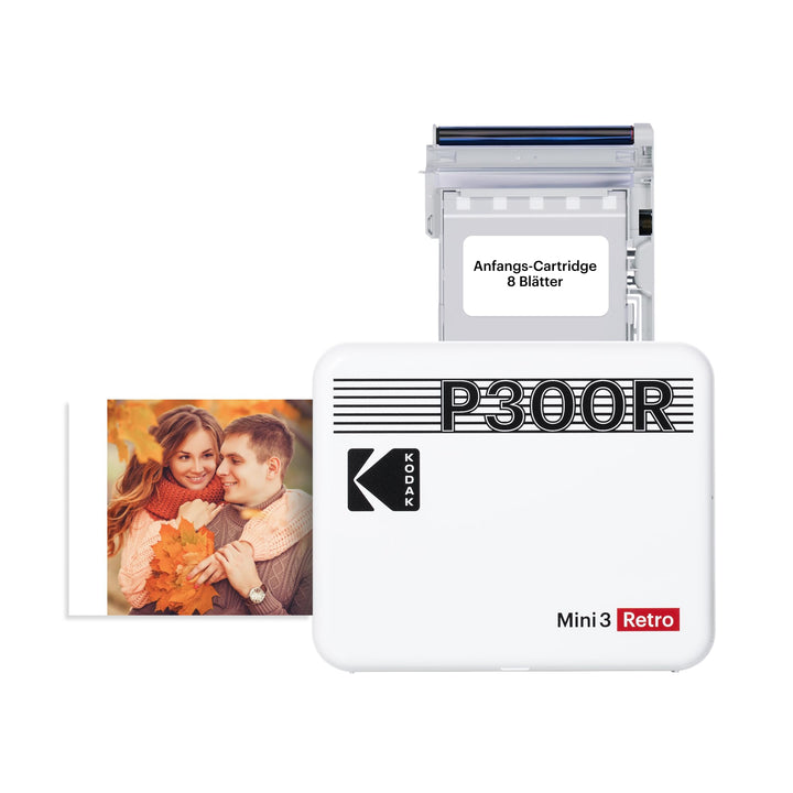 KODAK Mini 3 Retro 4PASS Mobiler Fotodrucker (7,6x7,6cm) - Weiss s Weiss, s Weiss