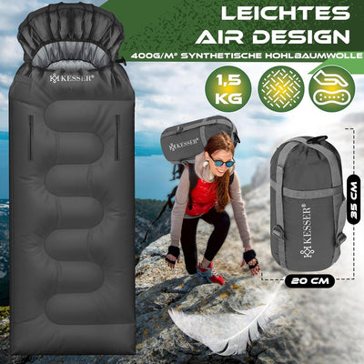 KESSER® Schlafsack Outdoor | Deckenschlafsack 3-4 Jahreszeiten | Camping-Sleeping-Bag für Erwachsene