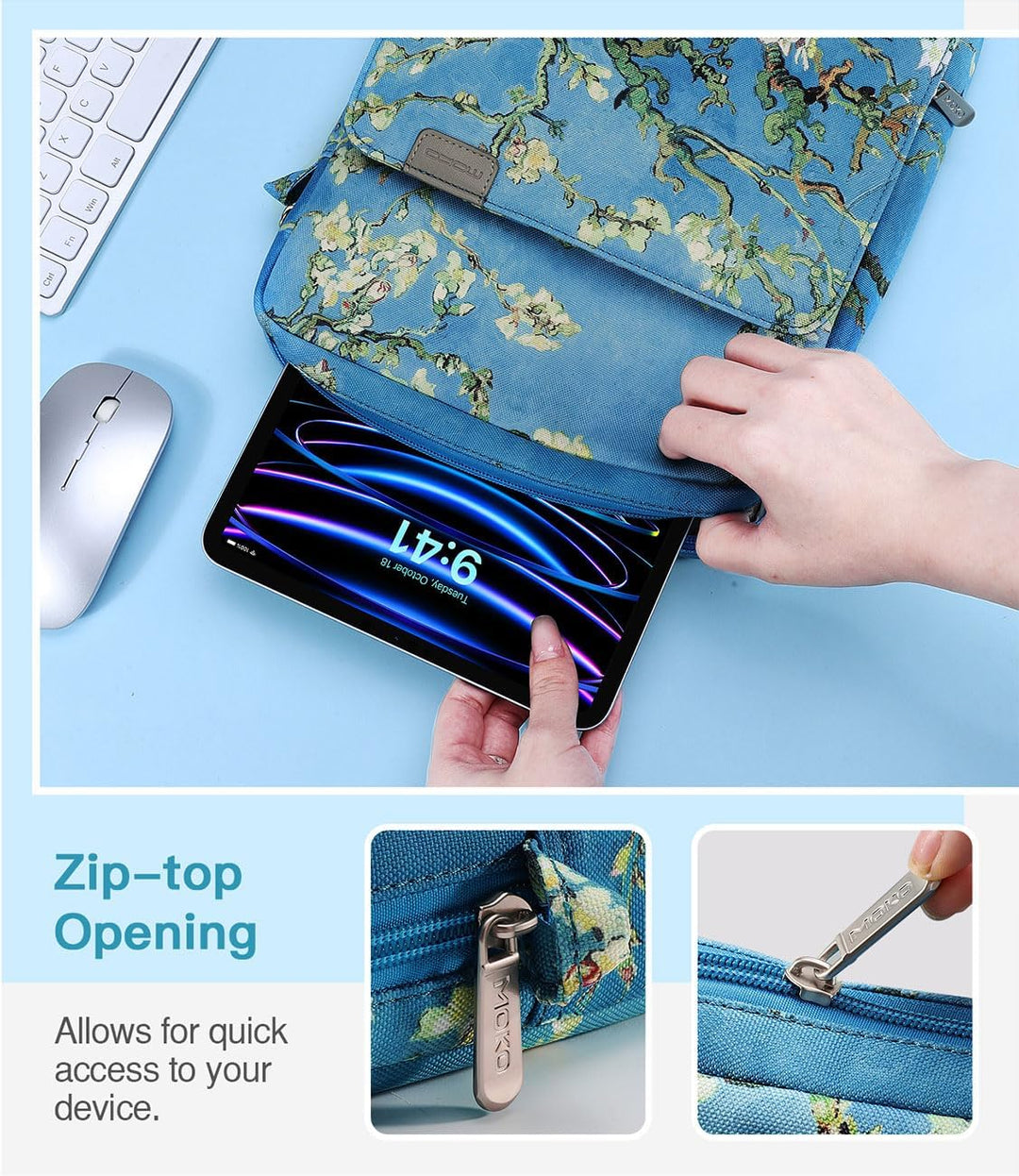 MoKo 9-11" Tablet Tasche Hülle, Tragetasche für iPad Pro 11 M2 2022-2018/iPad 10. 10,9 2022/iPad Air