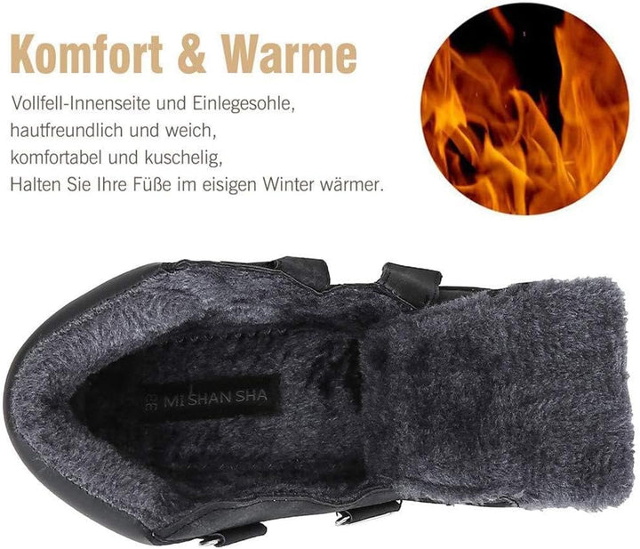 Mishansha Kinder Winterschuhe Gefüttert Winterstiefel für Jungen Mädchen Gr.24-38 30 EU Schwarz, 30