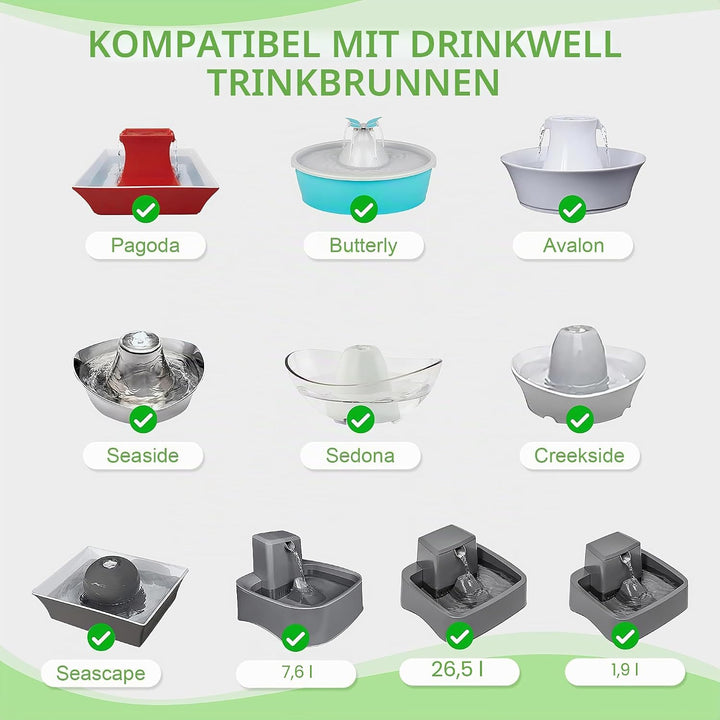 Katzenbrunnen Filter für PetSafe Drinkwell, 12 Stück Ersatzfilter & 12 Stück Schaumfilter, Katzenbru