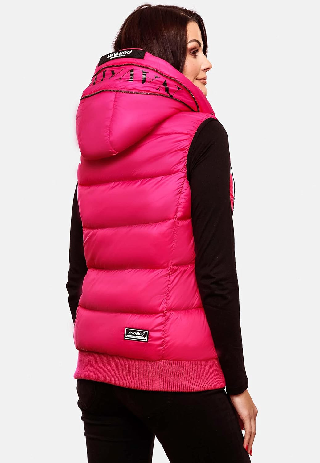 Navahoo Damen Steppweste leichte Outdoor-Weste Übergangsjacke mit Kapuze Kassidy XS-3XL S Rosa, S Ro