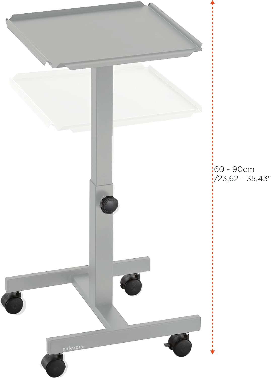 celexon Projektionstisch PT1010G - Projektor-Wagen höhenverstellbar: 60-90cm - grau 60 - 90cm Grau,