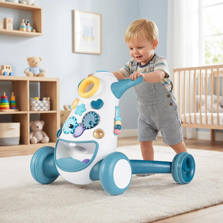COSTWAY Lauflernwagen Baby, Lauflernhilfe mit Musik & Licht, Laufhilfe mit Formensortierer, Zahnräde
