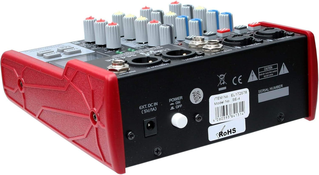 E-Lektron Live Mischpult Mixer + Stereo USB/Bluetooth/Soundkarte, inkl. Phantom (SE-4-2-Kanal + Ster