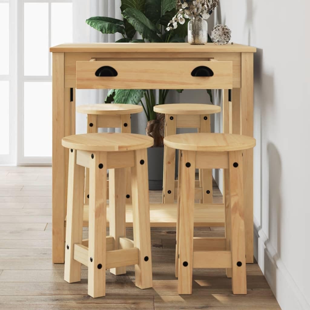 vidaXL Bar Set 5-TLG., Bartisch mit 4 Barhocker, Stehtisch Bistrotisch Barstühle für Esszimmer Küche