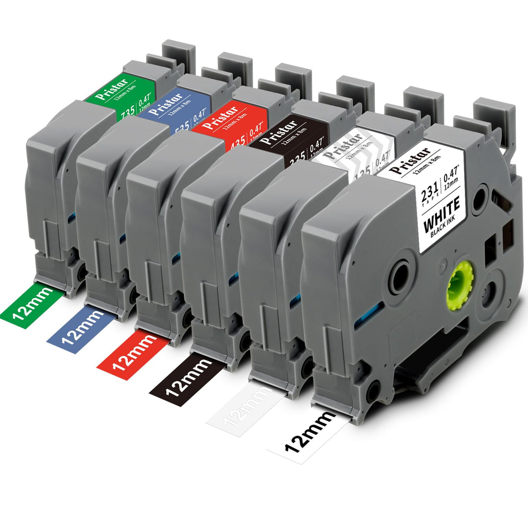 Pristar 6x Kompatible Tz 0.47 Schriftband für Brother TZe-231 TZe-135 TZe-335 TZe-435 TZe-535 TZe-73