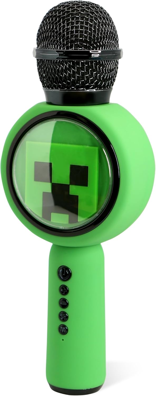Minecraft Karaoke-Mikrofon mit kabellosem Lautsprecher und LED-Leuchten