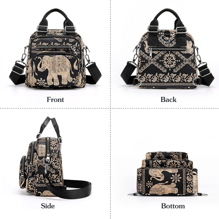 PORRASSO Damen Umhängetasche Kleiner Rucksack Casual Schultertasche Multi Tasche Nylon Handtasche Ru