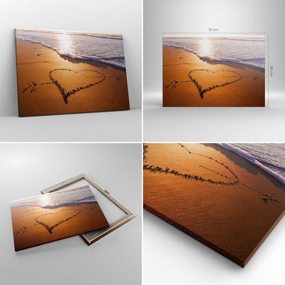 ARTTOR Bilder auf Leinwand Sommer Meer Sand Strand Leinwandbild 70x50cm Wandbilder Dekoration Wohnzi