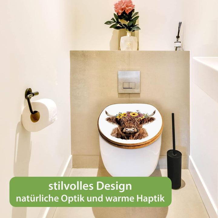 banjado Design WC Sitz Bambus Absenkautomatik 45,8x37,5cm - Toilettendeckel mit Absenkautomatik Holz