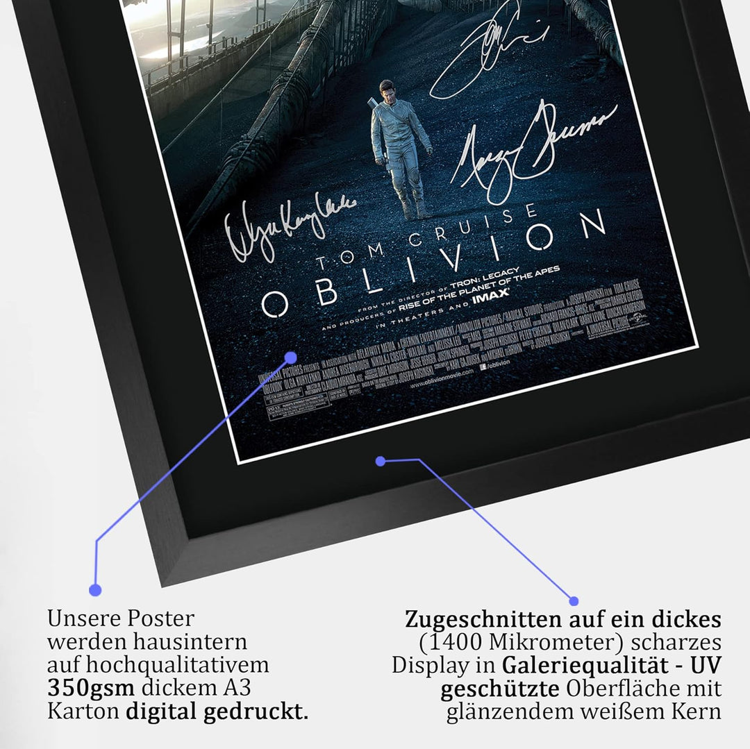 HWC Trading FR A3 Oblivion Tom Cruise Geschenke Geduckter Poster Signiertes Autogramm Foto für Fans