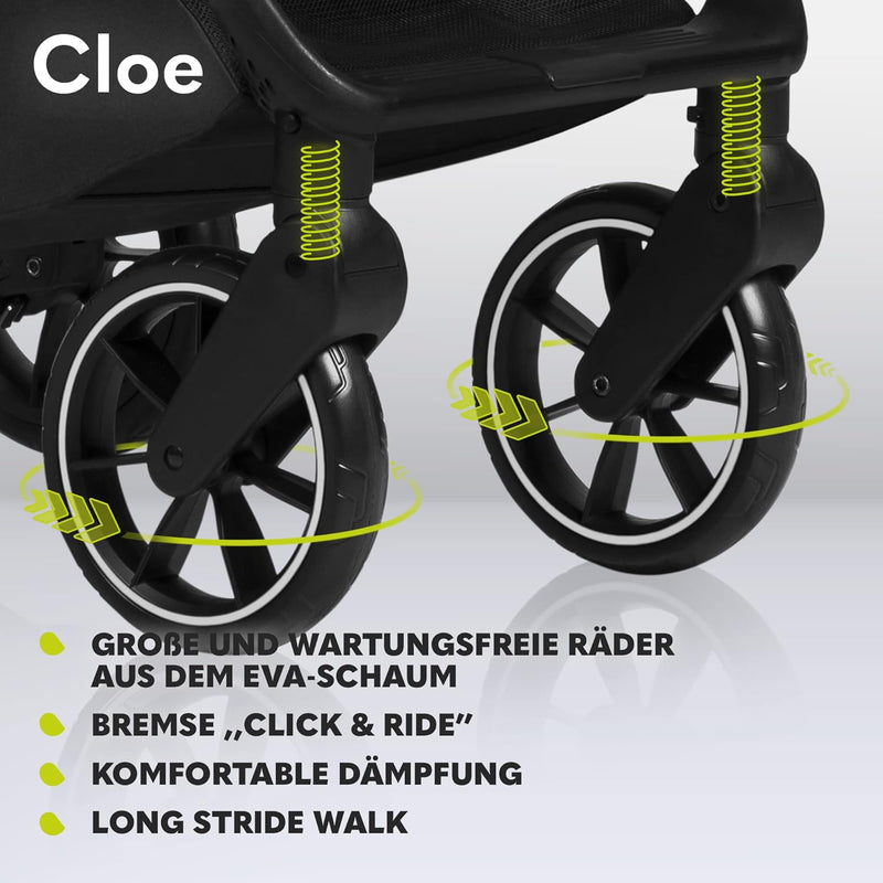 LIONELO Cloe Zusammenklappbarer Kinderwagen bis zu 22 kg, Verstellbare Rückenlehne Schlaffunktion, 5