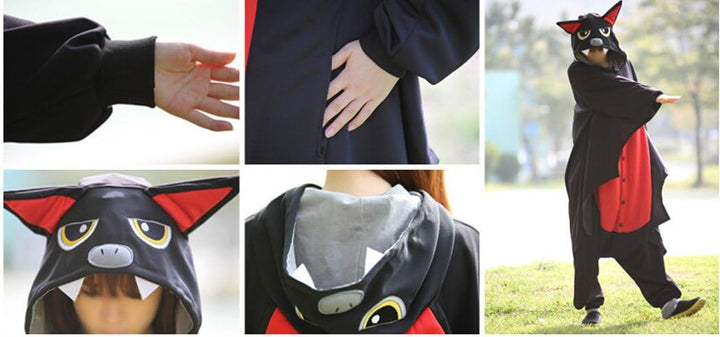 wotogold Tier Schwarze Fledermaus Pyjama Unisex Erwachsene Cosplay Kostüme M Schwarz, M Schwarz